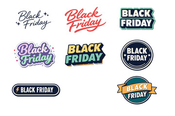 Obraz premium Diverse black friday logo designs in various styles and colors