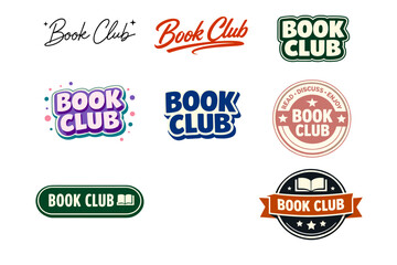 Obraz premium Diverse book club logos with various designs and styles