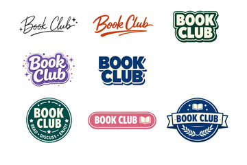 Obraz premium Variety of book club logos showcasing different styles and designs