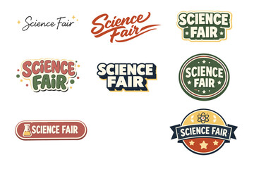Obraz premium Set of creative science fair logos in various styles and colors
