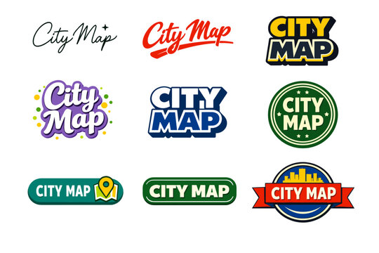 Colorful city map logos with urban themes and diverse designs