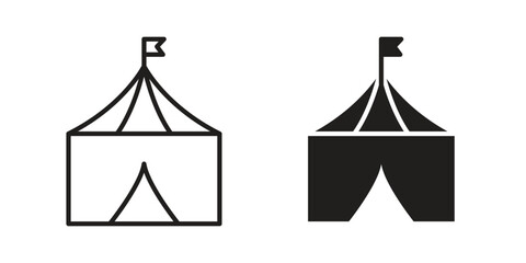 Circus tent icon. Line and Silhouette Icon Set. © basit