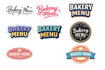 Obraz premium Colorful bakery menu designs collection featuring retro and modern styles