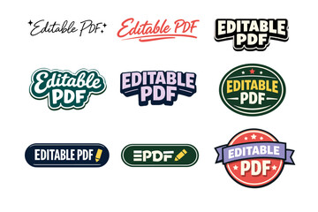 Obraz premium Editable pdf logo variations collection in different styles and colors