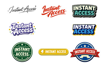 Obraz premium Collection of eight instant access logos with diverse typography and design styles