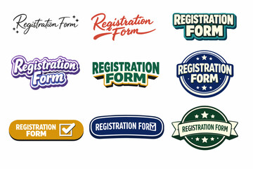 Fototapeta premium Colorful registration form designs collection in various fonts and styles