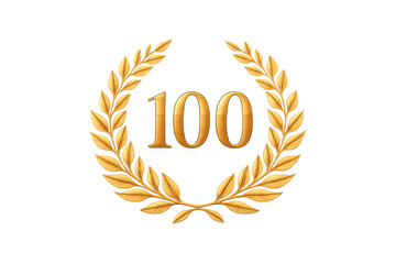 Obraz premium Golden 100 number with laurel wreath award