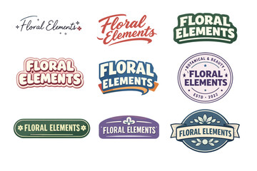 Obraz premium Vintage floral elements logos collection in various styles and colors