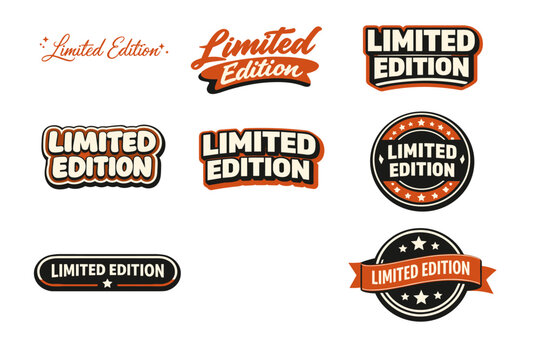 Vintage limited edition badge set with retro typography and design elements