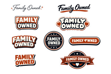 Retro family owned logos set with vintage design elements