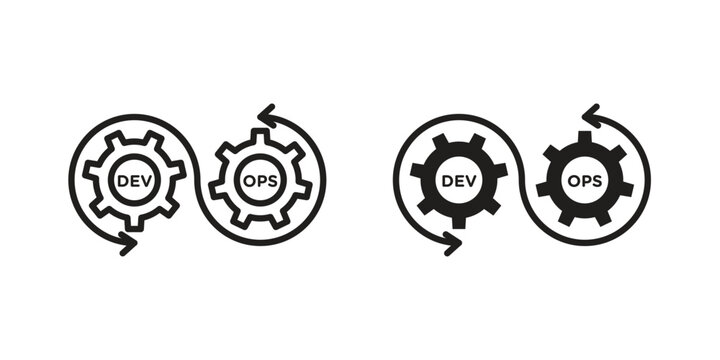 Dev ops icon. Line and Silhouette Icon Set.
