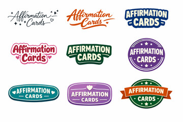 Obraz premium Affirmation cards logos collection: diverse design styles and colors