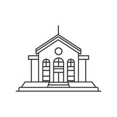 Obraz premium Simple black and white building depiction with arched windows and columns