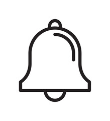 Obraz premium Black line art bell icon for notifications and alerts, featuring a simple, minimalist design with rounded corners and a clean outline for user interface applications