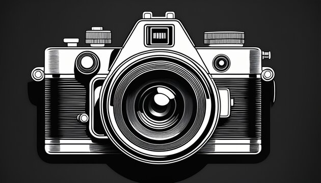retro foto kamera silhouette in schwarz weiss