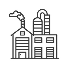 Obraz premium A simple black and white line drawing of a factory building