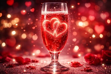 Romantic drink presentation cozy setting beverage photography heart theme close-up view celebration concept