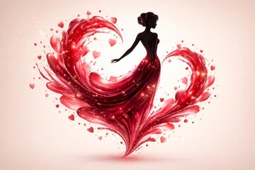 Romantic heart dance enchanted forest artistic illustration dreamy atmosphere silhouette concept