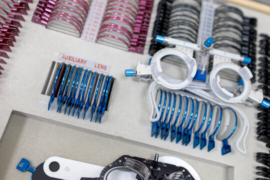 A close-up of a set of lenses at an ophthalmologist