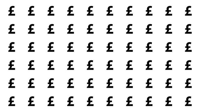 GBP (British Pound Sterling) appear with a bouncing animation. Symbolizing UK&rsquo;s currency and British identity. 4K pictogram motion graphic.