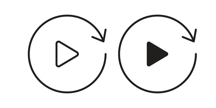 Replay icon. Line and Silhouette Icon Set.