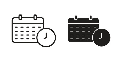 Schedule icon. Line and Silhouette Icon Set.