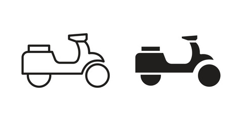 Scooter bike icon. Line and Silhouette Icon Set.