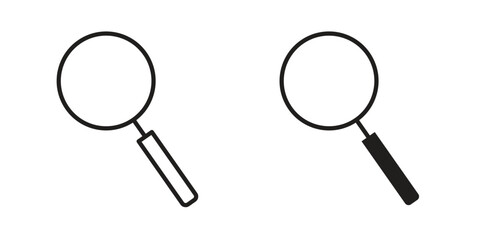 Search icon. Line and Silhouette Icon Set.