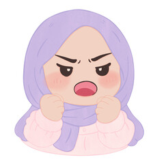 Fototapeta premium Angry Cute Hijab Girl Expression