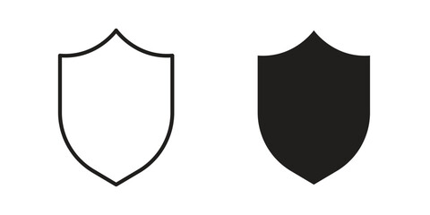 Shield icon. Line and Silhouette Icon Set.