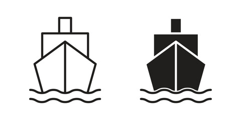 Ship icon. Line and Silhouette Icon Set.