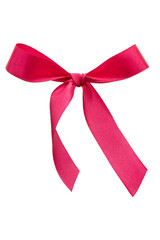 Pink satin ribbon swirl isolated on white background, festive decorative curling ribbon