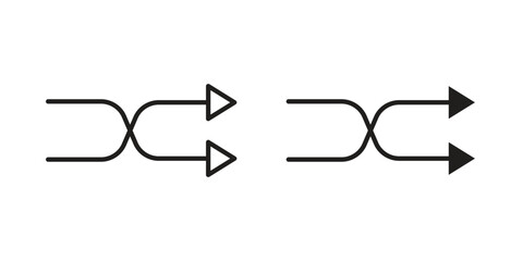 Shuffle arrow icon. Line and Silhouette Icon Set.