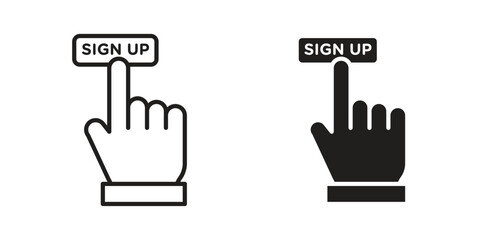 Signup icon. Line and Silhouette Icon Set.