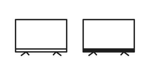 smart Television icon. Line and Silhouette Icon Set.