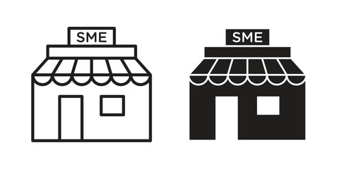 SME icon. Line and Silhouette Icon Set.