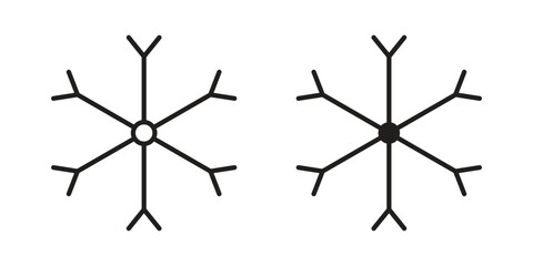 Snowflake icon. Line and Silhouette Icon Set.