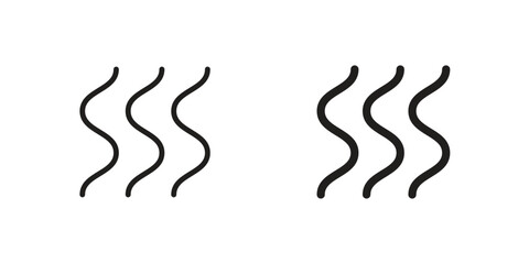 Smoke steam icon. Line and Silhouette Icon Set.