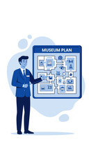 Professional Explaining Museum Floor Plan With Detailed Exhibits And Visitor Flow