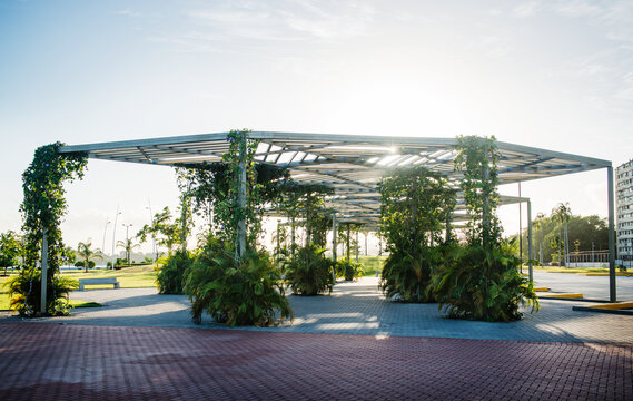 pergola in the historic old town district of Casco Viejo in Panama City, Central America