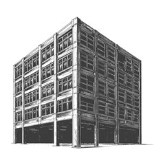 Obraz premium Detailed perspective rendering of a modern multi story building structure