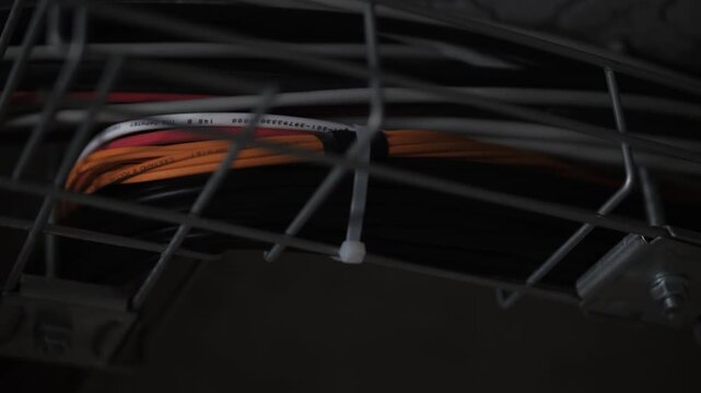 Organized network cables in server rack cable management tray