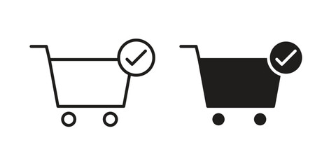 Shopping cart and check mark icon. Vector Isolated Illustration for web design. © Taylor