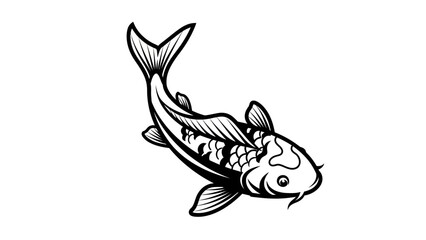 Obraz premium Elegant black and white koi fish illustration on isolated white background