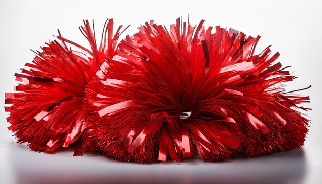 Shiny Red Pom Pom Cheerleading Accessory Isolated On A Transparent Background
