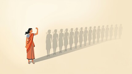 Obraz premium Only Women Day Empowerment Festival Empowering Woman Celebrating Festival of Strength and Resilience in Minimal Pastel Illustration