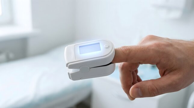 Finger Pulse Oximeter Measuring Blood Oxygen Level