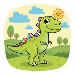 Obraz premium mignon dinosaure pour enfant tyrannosaure 