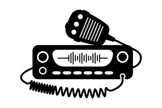 Trucker's radio icon. Black silhouette. Front view. Vector simple flat graphic illustration. Isolated object on a white background.