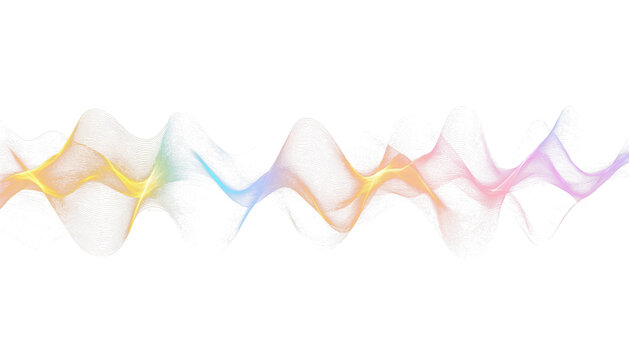 Pastel rainbow semi-transparent sound air waves PNG